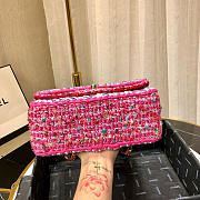 Chanel Woolen bead braided chain small bag Rose Red - 3