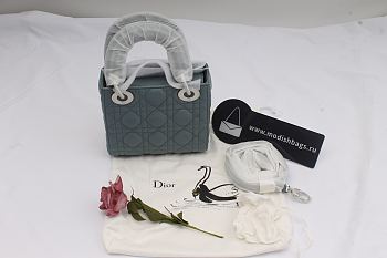 Modishbags Lady Dior Leather Lambskin Light Blue mini Handbag