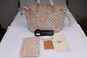 LV Neverfull White Grid With Pink - 1