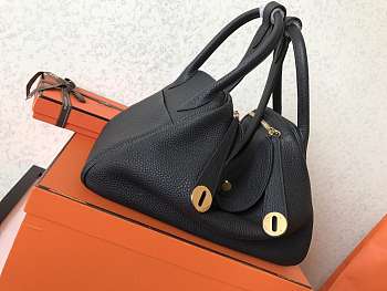 Hermes Lindy 30cm Black gold*Handmade wax line* Calf skin black