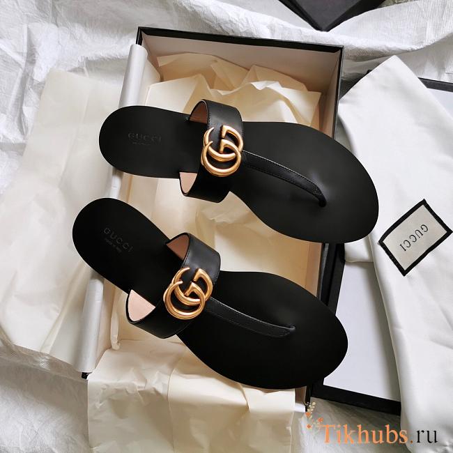 Gucci summer classic flip-flops black - 1