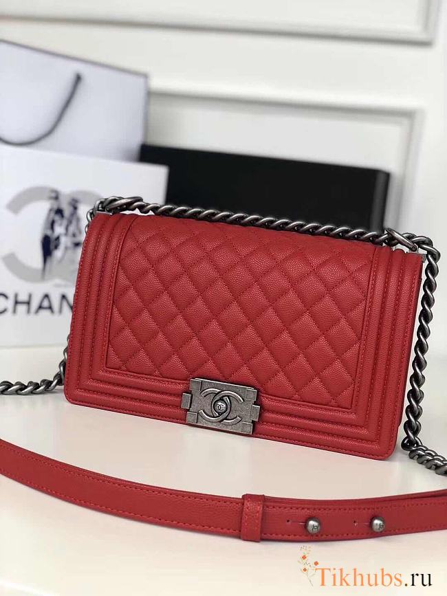 Chanel Leboy calfskin In  Red With Sliver Hardware - 1