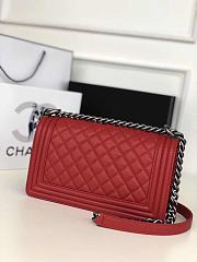 Chanel Leboy calfskin In  Red With Sliver Hardware - 3