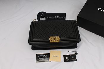 Chanel leboy calfskin bag in black with gold hardware 30cm