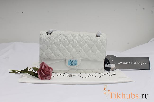 Chanel Caviar Flap Bag In White 30cm With Silver Hardware - 1