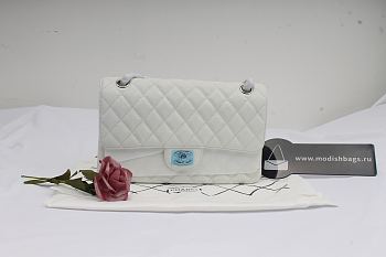 Chanel Caviar Flap Bag In White 30cm With Silver Hardware