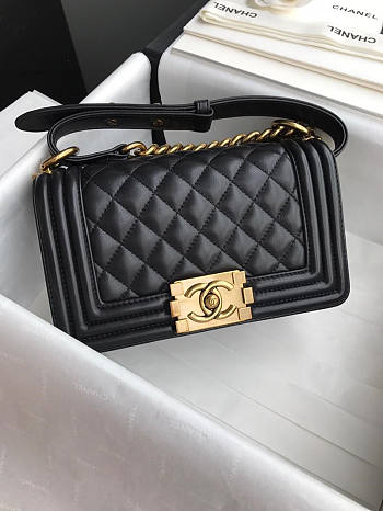 Chanel Boy Bag Lambskin With Classic Gold Hardware