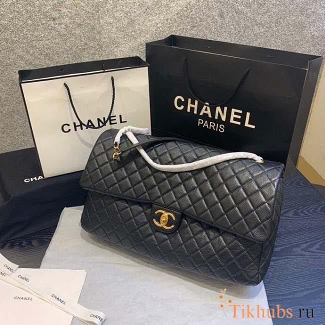 Chanel XXL Airline Flap Bag 46cm Black Gold Hardware - 1