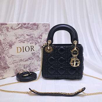 Modishbags Lady Dior Leather Lambskin black with gold hardware mini Handbag