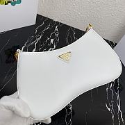 Prada Leather Chain Hobo Bag White 1BC148 Size 25.5x15.5x4cm - 2