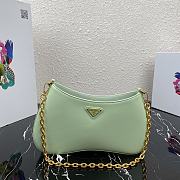 Prada Leather Chain Hobo Bag Green 1BC148 Size 25.5x15.5x4cm - 1