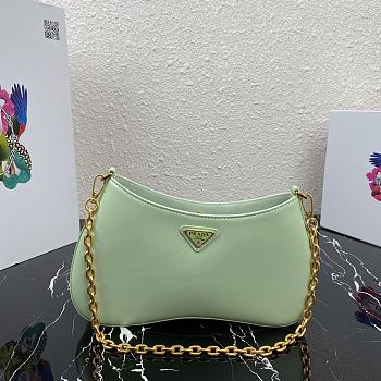 Prada Leather Chain Hobo Bag Green 1BC148 Size 25.5x15.5x4cm