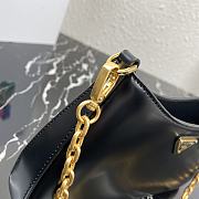 Prada Leather Chain Hobo Bag Black 1BC148 Size 25.5x15.5x4cm - 2