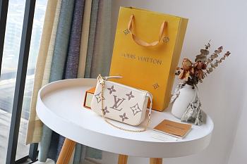 LV-MINI POCHETTE ACCESSOIRES White/Yellow M80501 Size 15.5x10.5x4 cm