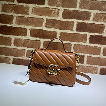 GG Marmont Mini Top Handle Bag Brown 583571 Size 21x15.5x8 cm