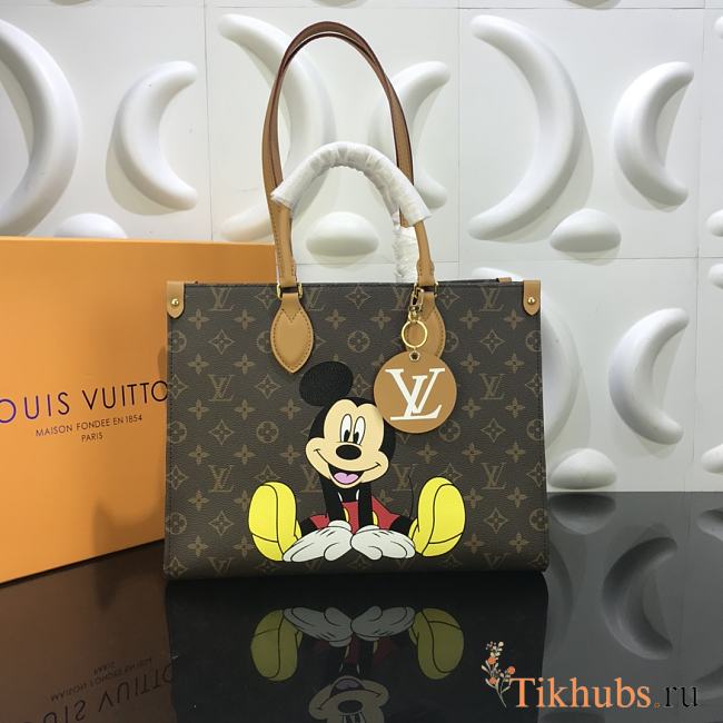 LV-Mickey yellow flower Onthego medium handbag M45039 Size 34x26x15 cm  - 1