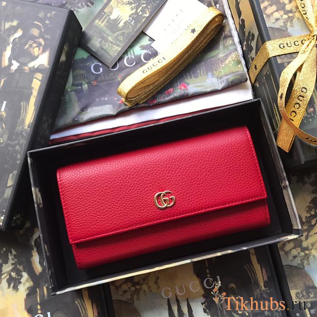 Gucci Pre-Owned GG Marmont continental red wallet 456116 Size 19x10x2.5 cm - 1