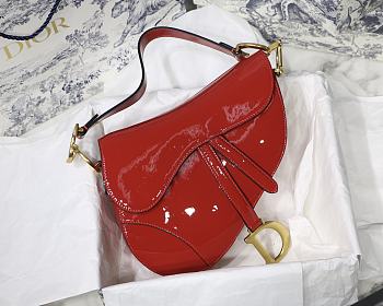 Dior-Classic Patent Leather Red M9001 Size 25.5x20x6.5 cm