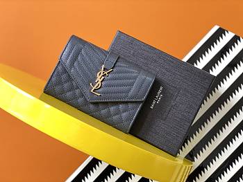 YSL-MONOGRAM FLAP WALLET Black 651026 Size 13,5X9,5X3 cm