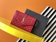 YSL-MONOGRAM FLAP WALLET Red 651026 Size 13,5X9,5X3 cm - 1