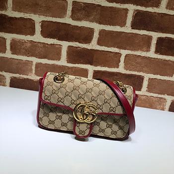 Gucci Shoulder GG Marmont Mini Beige/Red 446744 Size 23x14x6 cm