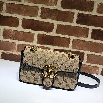 Gucci Shoulder GG Marmont Mini Beige/Black 446744 23x14x6 cm