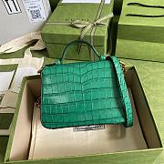 GG Marmont crocodile mini top handle green bag 547260 Size 21x15.5x8 cm - 6