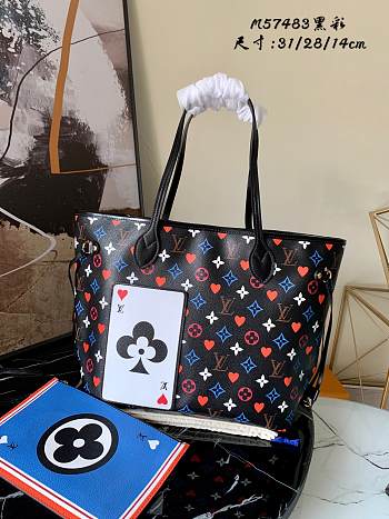 LV Neverfull Monogram Canvas Play Card Black M57462 Size 31x28x14 cm