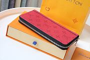 LV ZIPPY VERTICAL Wallet Cross Pattern Rose M63095 Size 20x10cm - 6