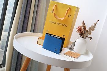 LV MULTIPLE WALLET Blue M80770 Size 11.5x9x1.5 cm