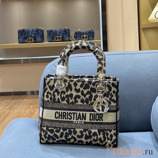 DIOR CD LADY Leopard Print 9027 Size 24×20×11cm - 1