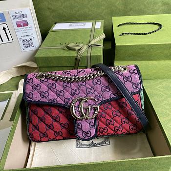 Gucci Shoulder GG Marmont Mini Red Color-Blocked Canvas 443497 Size 26x15x7cm