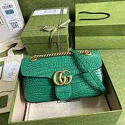 Gucci Shoulder GG Marmont Mini Green Crocodile Pattern/Cowhide 443497 Size 26x15x7cm - 1