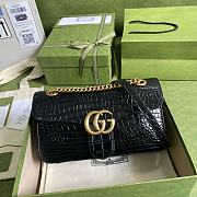 Details Gucci Shoulder GG Marmont Mini Black Crocodile Pattern/Cowhide 443497 Size 26x15x7cm - 1