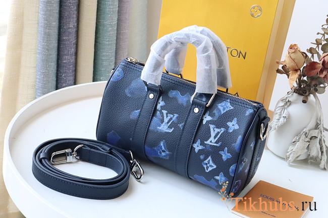 Details Keepall XS Monogram Ink Watercolor Blue M57844 Size 21x12x9 cm - 1