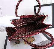 Dior Tote Book Medium Embroidered Red Velvet D1286 Size 36.5 x 28 x 17.5 cm - 6