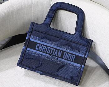 Dio.r Mini Book Tote Blue Black M1286 Size 23x17x7 cm