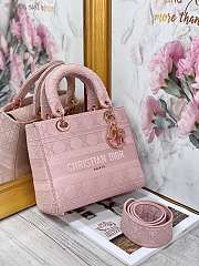 Dior Medium Lady D-Lite Handbag Pink Rose Gold M0565 Size 24x20x11 cm - 6