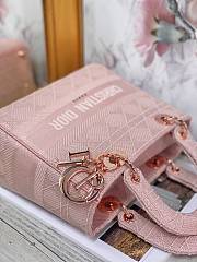 Dior Medium Lady D-Lite Handbag Pink Rose Gold M0565 Size 24x20x11 cm - 5