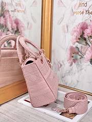 Dior Medium Lady D-Lite Handbag Pink Rose Gold M0565 Size 24x20x11 cm - 3