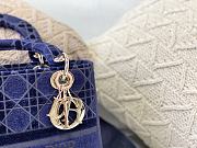 Dior Medium Lady D-Lite Bag Velvet Embroidery Detail Color Blue M0565 Size 24x20x11 cm - 2