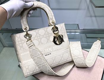 Lady Dior D-Lite Handbag White M0565 Size 24x20x11 cm