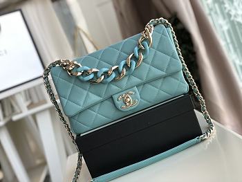 Chanel 2020 Cruise Leather Flap Bag Blue AS1353 24x16x6 cm