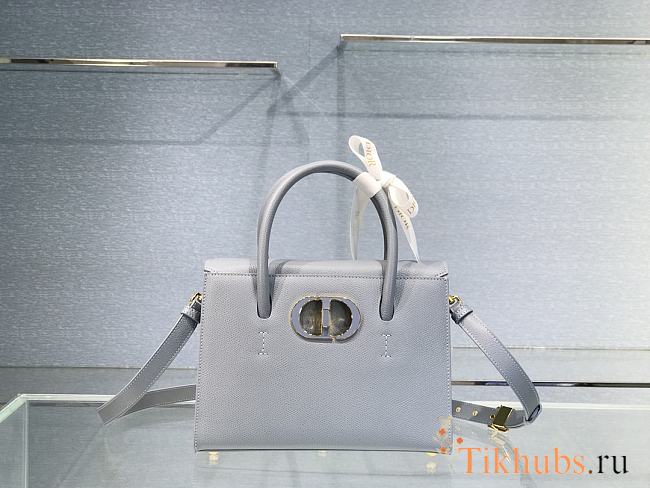 Dior 30 Montaigne St Honoré Grained Calfskin Gray Size 25x19x12 cm - 1