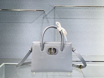 Dior 30 Montaigne St Honoré Grained Calfskin Gray Size 25x19x12 cm