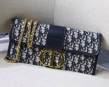 Dior 30 Montaigne Chain Clutch Blue Size 27.5x12x2 cm