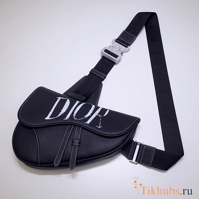 Dior Pre-Fall Men's Saddle Bag Black/White 83146 Size 20x28.6x5 cm - 1