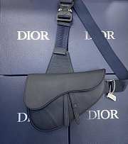 Dior Saddle Bag (Couple Style) Navy Blue With Blue Ribbon 093 Size 20x28.6x5 cm - 1