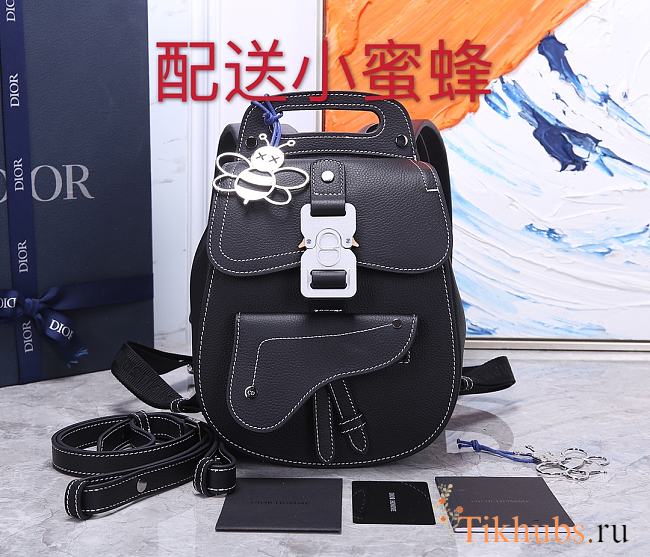 DIOR Saddle Backpack Black Bee 93313 Size 19x27.5x11.5 cm - 1