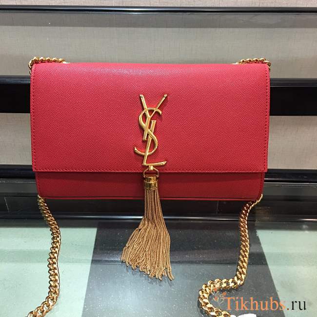 YSL Classic Saint Laurent Shoulder Bag Red 354119 Size 24x14.5x5.5 cm - 1